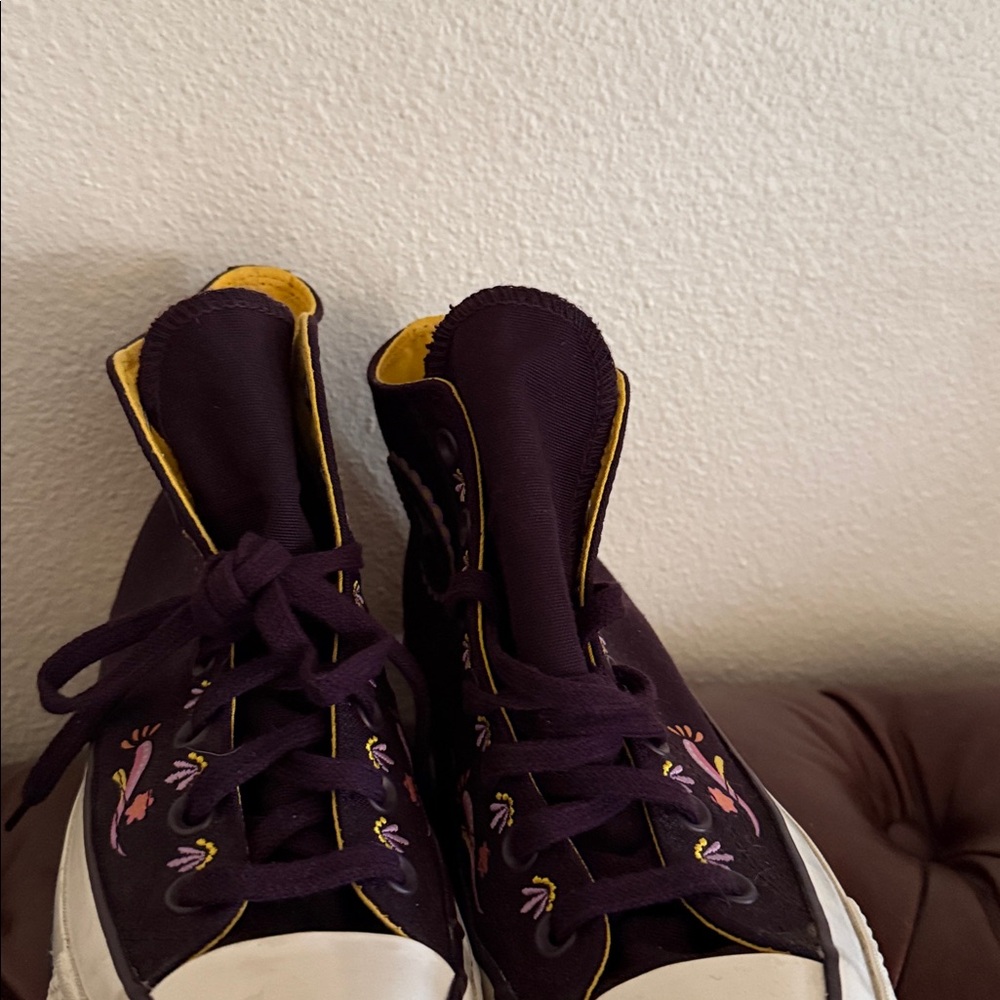 Converse Women's High-Top Sneakers - Black with Yellow and Pink Accents - Picture 8 of 8